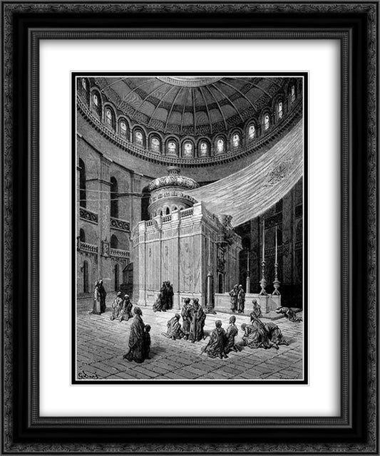 The Holy Sepulcher 20x24 Black Ornate Wood Framed Art Print Poster with Double Matting by Dore, Gustave
