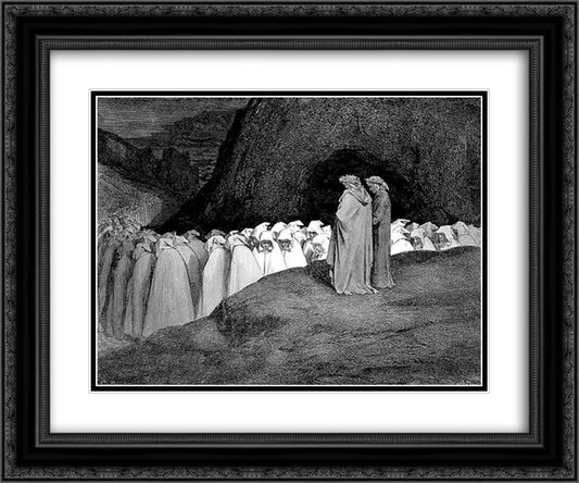 The Hypocrites 24x20 Black Ornate Wood Framed Art Print Poster with Double Matting by Dore, Gustave