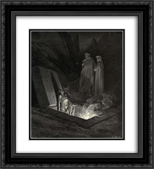 The Inferno, Canto 10 20x22 Black Ornate Wood Framed Art Print Poster with Double Matting by Dore, Gustave
