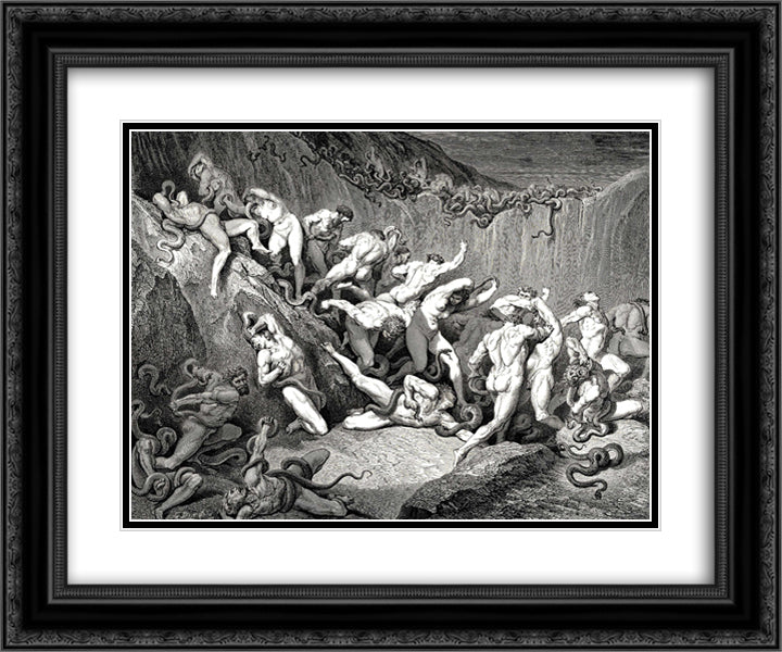 The Inferno, Canto 24 24x20 Black Ornate Wood Framed Art Print Poster with Double Matting by Dore, Gustave