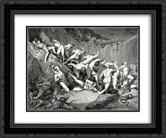 The Inferno, Canto 24 24x20 Black Ornate Wood Framed Art Print Poster with Double Matting by Dore, Gustave