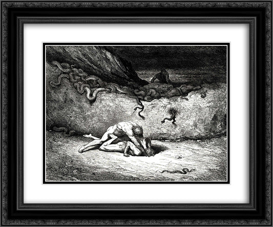 The Inferno, Canto 30 24x20 Black Ornate Wood Framed Art Print Poster with Double Matting by Dore, Gustave