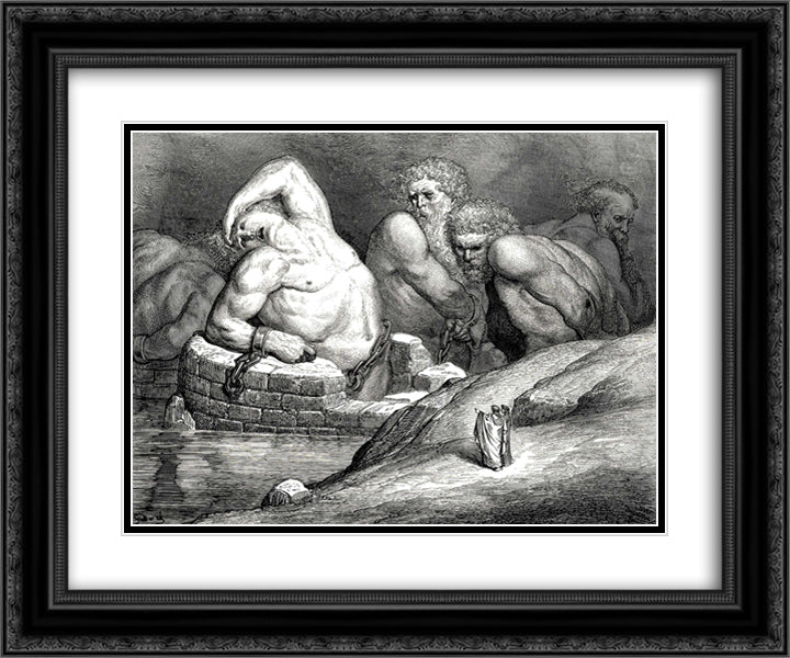 The Inferno, Canto 31 24x20 Black Ornate Wood Framed Art Print Poster with Double Matting by Dore, Gustave