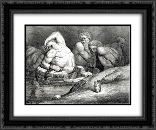 The Inferno, Canto 31 24x20 Black Ornate Wood Framed Art Print Poster with Double Matting by Dore, Gustave