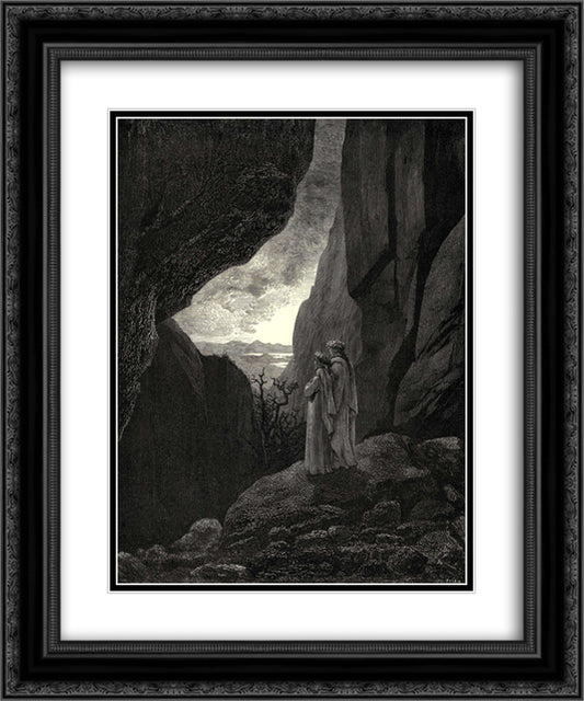 The Inferno, Canto 34 20x24 Black Ornate Wood Framed Art Print Poster with Double Matting by Dore, Gustave