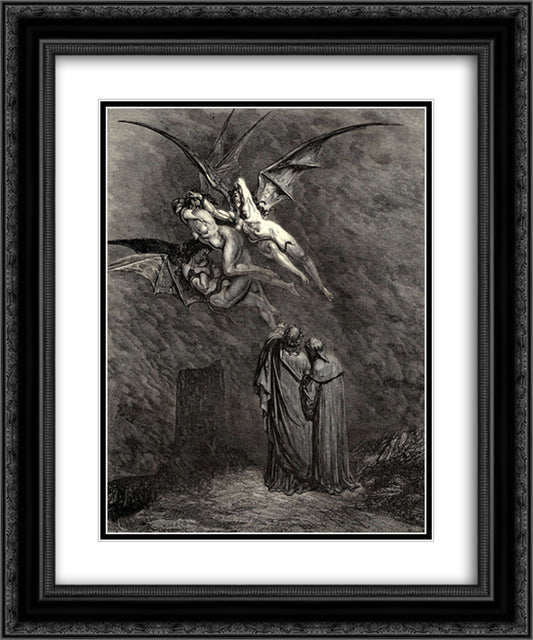 The Inferno, Canto 9 20x24 Black Ornate Wood Framed Art Print Poster with Double Matting by Dore, Gustave