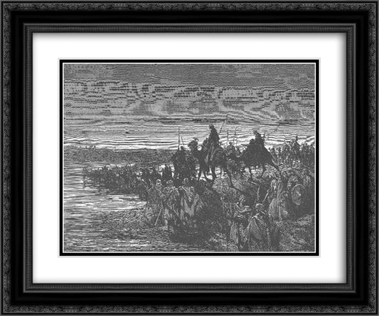 The Israelites Cross the Jordan River 24x20 Black Ornate Wood Framed Art Print Poster with Double Matting by Dore, Gustave