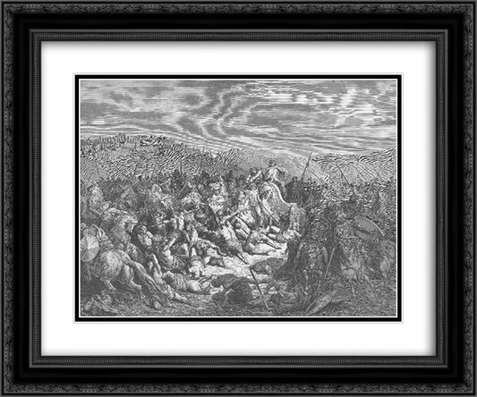 The Israelites Slaughter the Syrians 24x20 Black Ornate Wood Framed Art Print Poster with Double Matting by Dore, Gustave