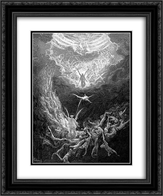 The Last Judgment 20x24 Black Ornate Wood Framed Art Print Poster with Double Matting by Dore, Gustave