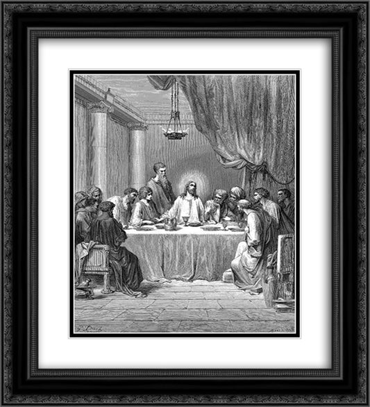 The Last Supper 20x22 Black Ornate Wood Framed Art Print Poster with Double Matting by Dore, Gustave