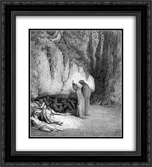 The Late Repenters 20x22 Black Ornate Wood Framed Art Print Poster with Double Matting by Dore, Gustave