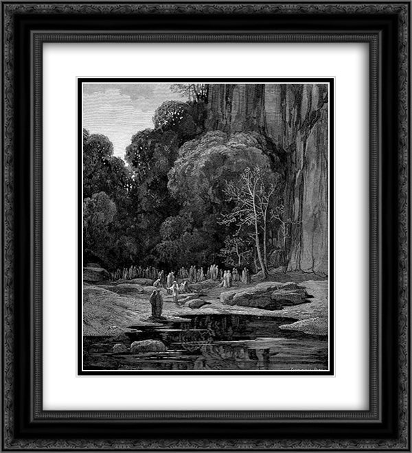 The Late Repenters II 20x22 Black Ornate Wood Framed Art Print Poster with Double Matting by Dore, Gustave