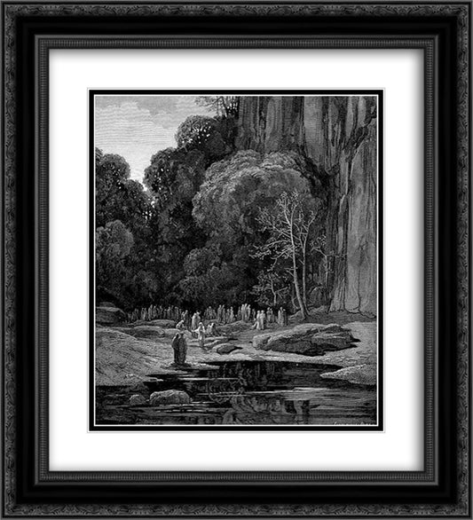 The Late Repenters II 20x22 Black Ornate Wood Framed Art Print Poster with Double Matting by Dore, Gustave