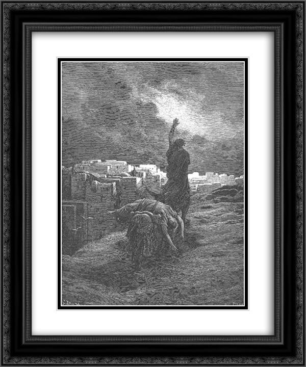 The Levite Carries the Woman's Body Away 20x24 Black Ornate Wood Framed Art Print Poster with Double Matting by Dore, Gustave