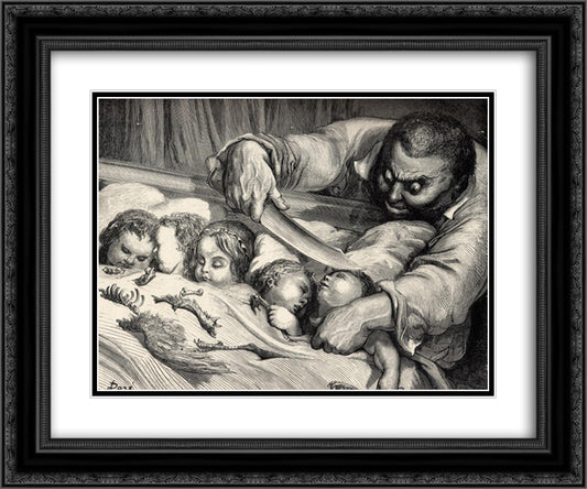 The little thumb 24x20 Black Ornate Wood Framed Art Print Poster with Double Matting by Dore, Gustave