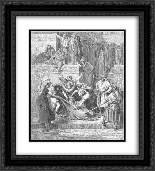 The Martyrdom of Eleazar the Scribe 20x22 Black Ornate Wood Framed Art Print Poster with Double Matting by Dore, Gustave