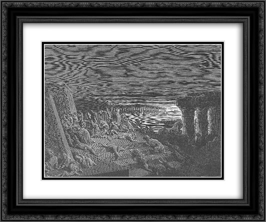 The Ninth Plague. Darkness 24x20 Black Ornate Wood Framed Art Print Poster with Double Matting by Dore, Gustave