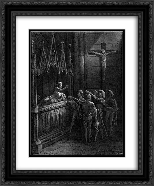 The Order of Chivalry 20x24 Black Ornate Wood Framed Art Print Poster with Double Matting by Dore, Gustave