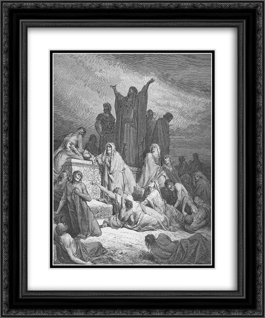 The Plague of Jerusalem 20x24 Black Ornate Wood Framed Art Print Poster with Double Matting by Dore, Gustave