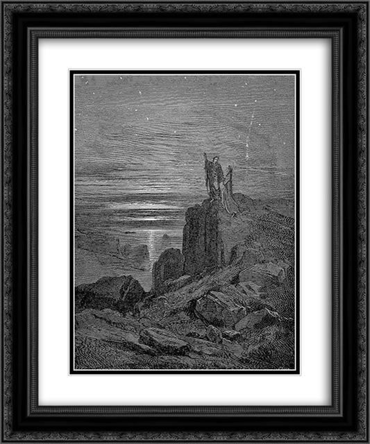 The Poets Emerge from Hell 20x24 Black Ornate Wood Framed Art Print Poster with Double Matting by Dore, Gustave