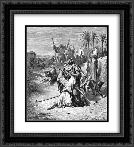 The Prodigal Son In The Arms Of His Father 20x22 Black Ornate Wood Framed Art Print Poster with Double Matting by Dore, Gustave