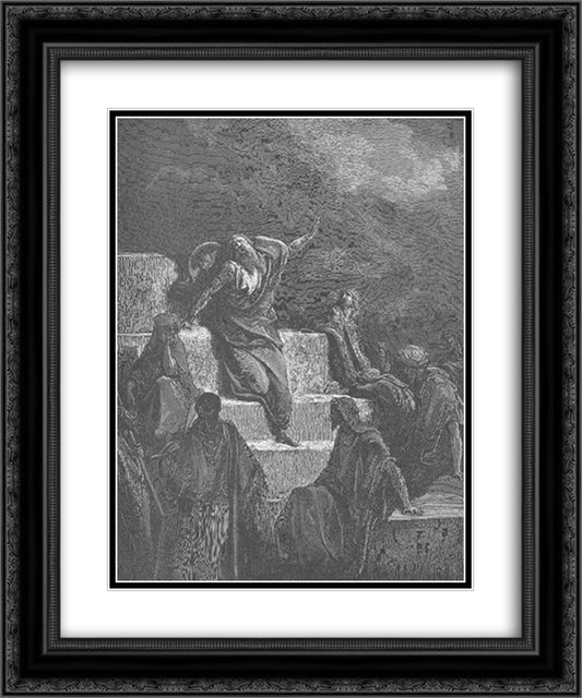 The Prophet Jeremiah 20x24 Black Ornate Wood Framed Art Print Poster with Double Matting by Dore, Gustave