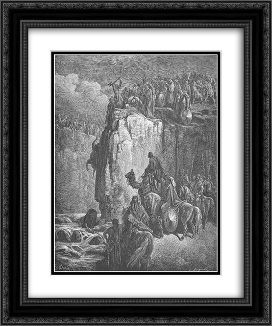 The Prophets of Baal Are Slaughtered 20x24 Black Ornate Wood Framed Art Print Poster with Double Matting by Dore, Gustave