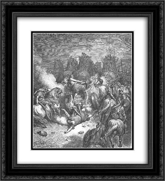 The Punishment of Antiochus 20x22 Black Ornate Wood Framed Art Print Poster with Double Matting by Dore, Gustave