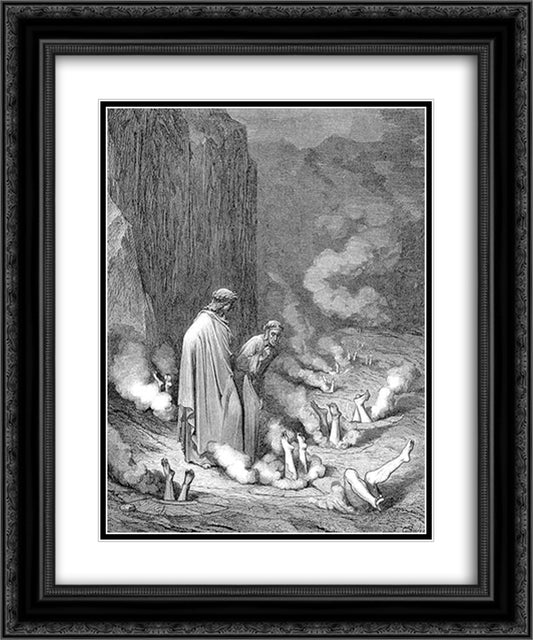 The Punishment of the Simonists 20x24 Black Ornate Wood Framed Art Print Poster with Double Matting by Dore, Gustave