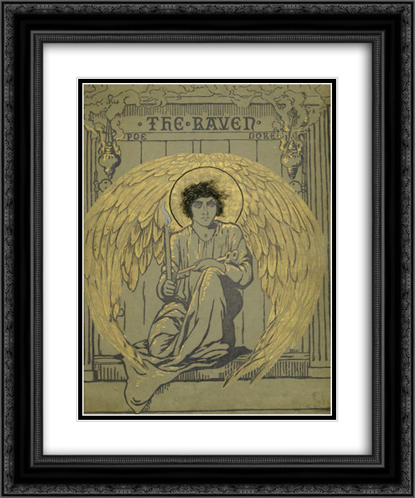 The Raven (Cover) 20x24 Black Ornate Wood Framed Art Print Poster with Double Matting by Dore, Gustave