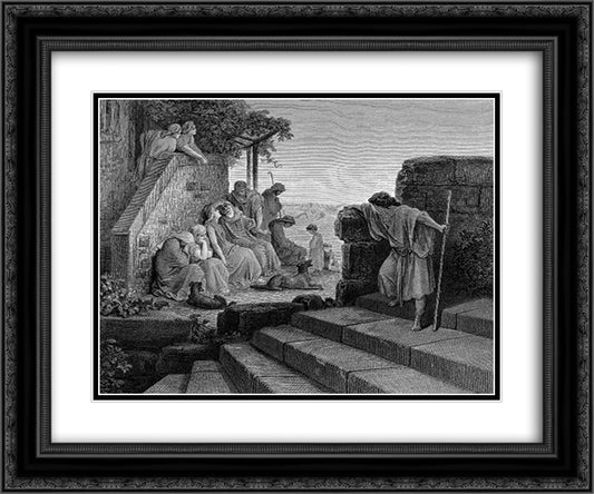 The Return Of The Prodigal Son 24x20 Black Ornate Wood Framed Art Print Poster with Double Matting by Dore, Gustave