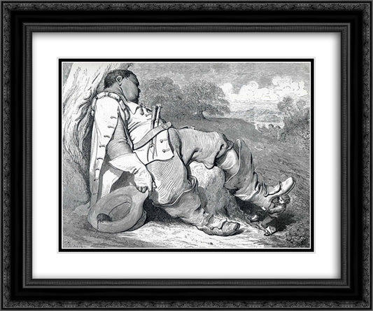 The Seven League Boots 24x20 Black Ornate Wood Framed Art Print Poster with Double Matting by Dore, Gustave