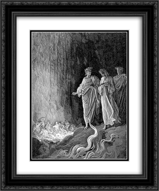 The Seventh Circle II 20x24 Black Ornate Wood Framed Art Print Poster with Double Matting by Dore, Gustave