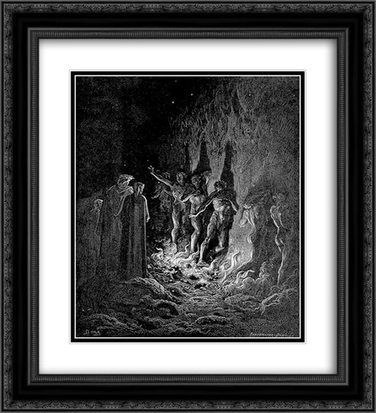 The Seventh Circle--The Lustful 20x22 Black Ornate Wood Framed Art Print Poster with Double Matting by Dore, Gustave
