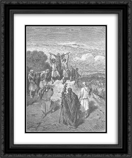 The Spies Return from the Promised Land 20x24 Black Ornate Wood Framed Art Print Poster with Double Matting by Dore, Gustave