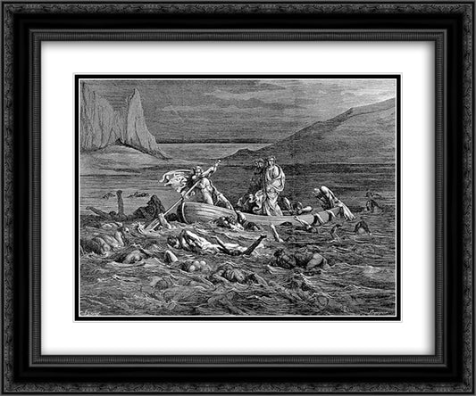 The Styx--Phlegyas 24x20 Black Ornate Wood Framed Art Print Poster with Double Matting by Dore, Gustave
