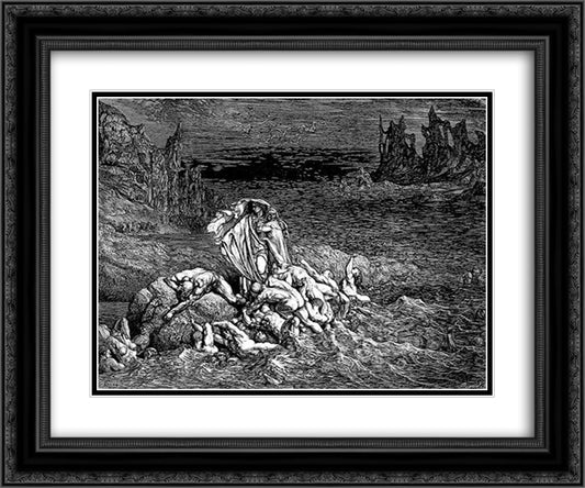 The Styx--The Irascible 24x20 Black Ornate Wood Framed Art Print Poster with Double Matting by Dore, Gustave