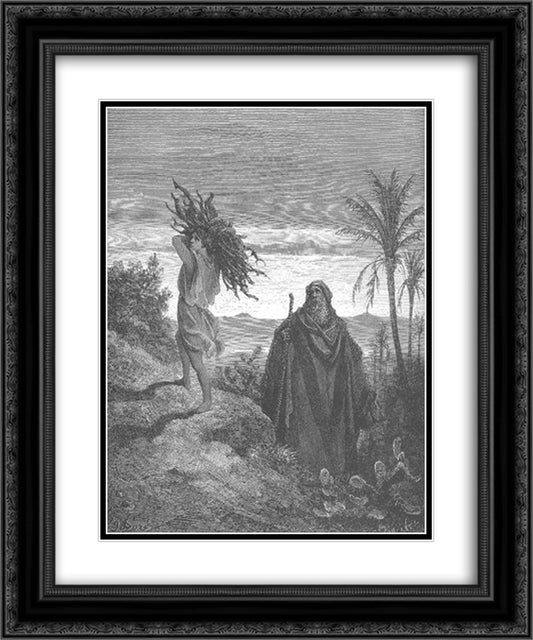 The Testing of Abraham's Faith 20x24 Black Ornate Wood Framed Art Print Poster with Double Matting by Dore, Gustave