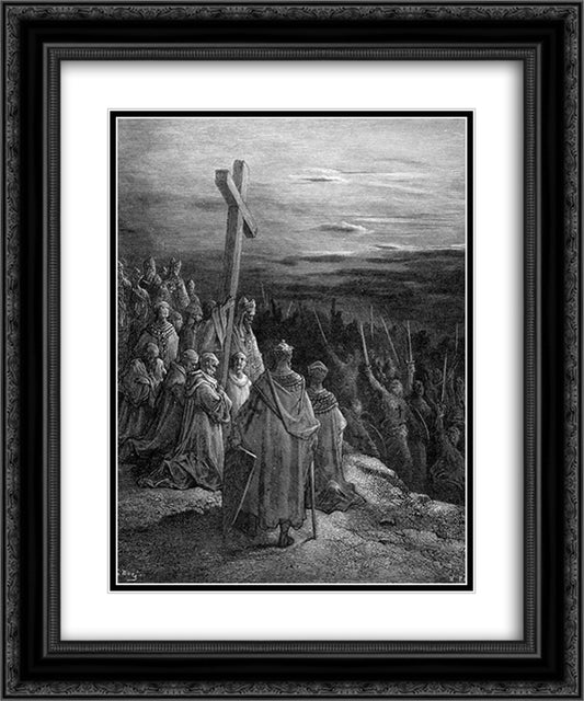 The True Cross 20x24 Black Ornate Wood Framed Art Print Poster with Double Matting by Dore, Gustave