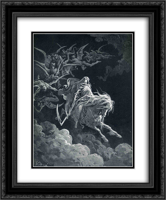 The Vision of Death 20x24 Black Ornate Wood Framed Art Print Poster with Double Matting by Dore, Gustave