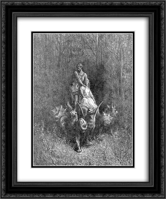 The Whore and The Giant 20x24 Black Ornate Wood Framed Art Print Poster with Double Matting by Dore, Gustave