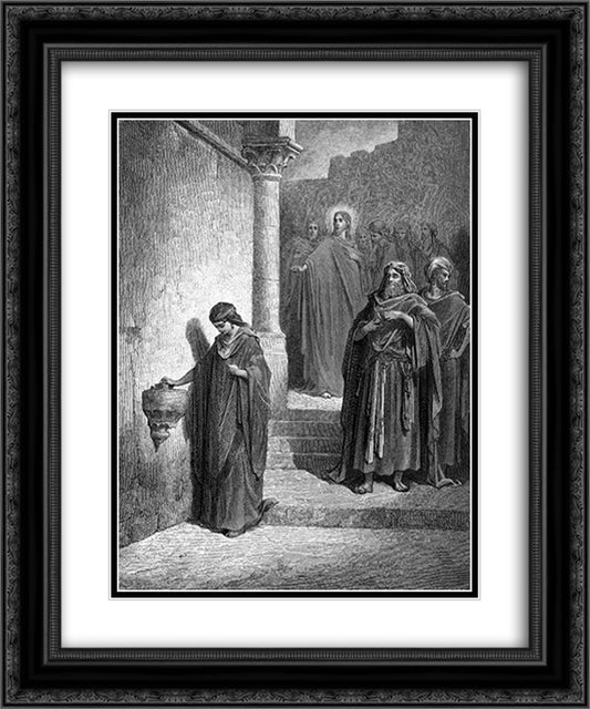 The Widow 20x24 Black Ornate Wood Framed Art Print Poster with Double Matting by Dore, Gustave