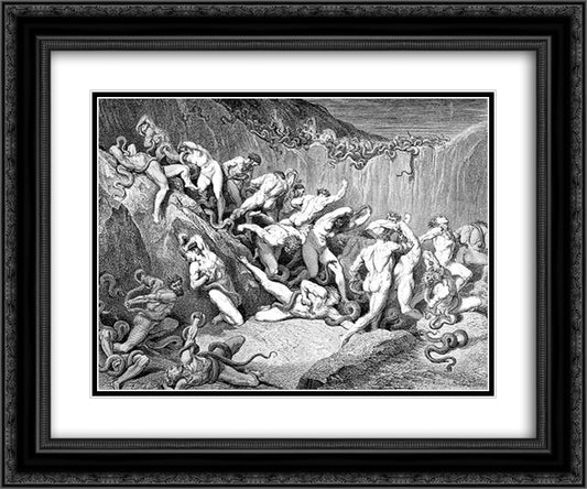 Thieves 24x20 Black Ornate Wood Framed Art Print Poster with Double Matting by Dore, Gustave