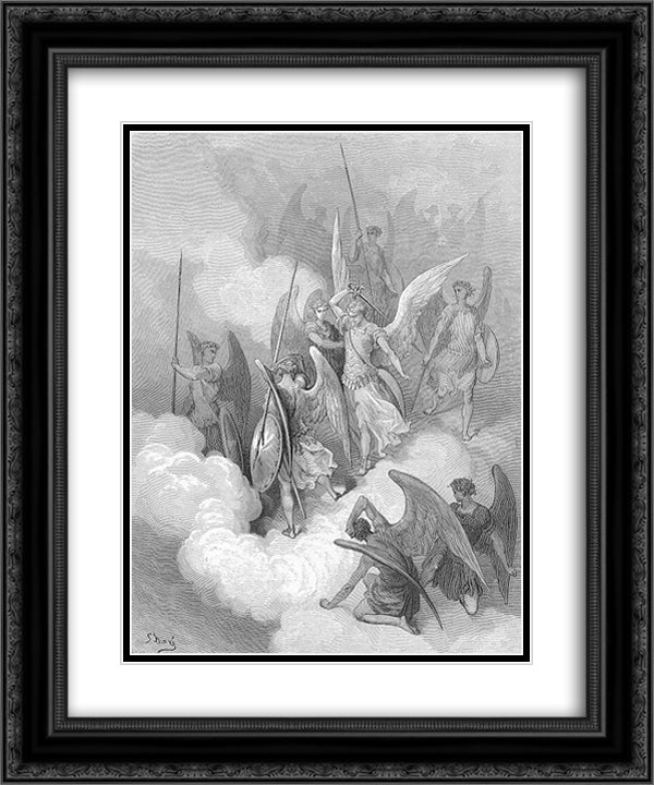 This greeting on thy impious crest receive 20x24 Black Ornate Wood Framed Art Print Poster with Double Matting by Dore, Gustave