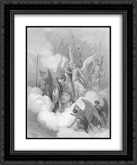 This greeting on thy impious crest receive 20x24 Black Ornate Wood Framed Art Print Poster with Double Matting by Dore, Gustave