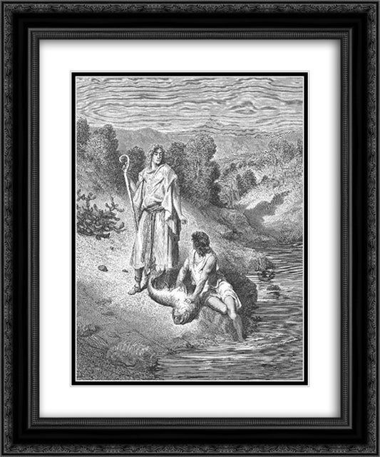 Tobias and the Angel 20x24 Black Ornate Wood Framed Art Print Poster with Double Matting by Dore, Gustave