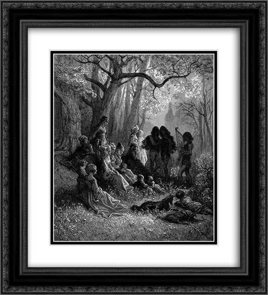 Troubadours Singing the Glories of the Crusades 20x22 Black Ornate Wood Framed Art Print Poster with Double Matting by Dore, Gustave