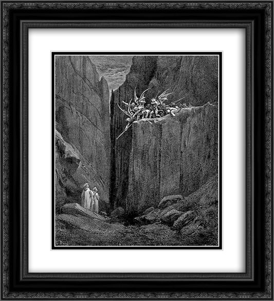 Tumult and Escape 20x22 Black Ornate Wood Framed Art Print Poster with Double Matting by Dore, Gustave