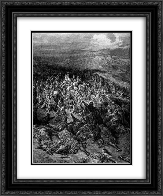 Two Hundred Knights Attack Twenty Thousand Saracens 20x24 Black Ornate Wood Framed Art Print Poster with Double Matting by Dore, Gustave