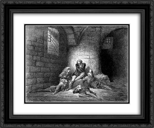 Ugolino 24x20 Black Ornate Wood Framed Art Print Poster with Double Matting by Dore, Gustave